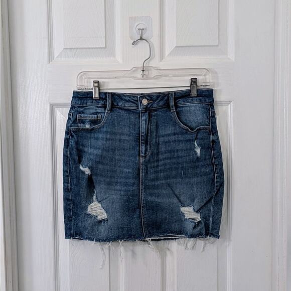 Distressed Denim Mini Skirt by Garage Denim – Size Medium - Picture 1 of 2